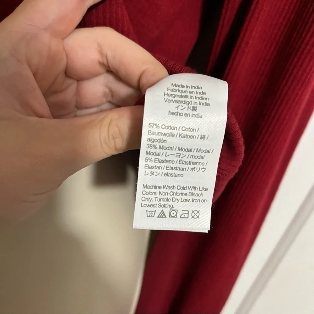 J. Crew Vintage Rib Puff Sleeve Top Long Sleeve Red Medium A